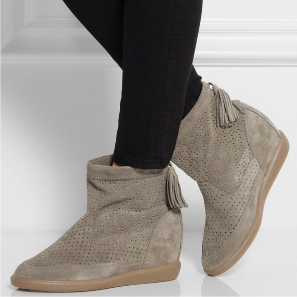 Isabel Marant Basley Suede Ankle Boots Taupe Size 11 - Picture 1 of 16